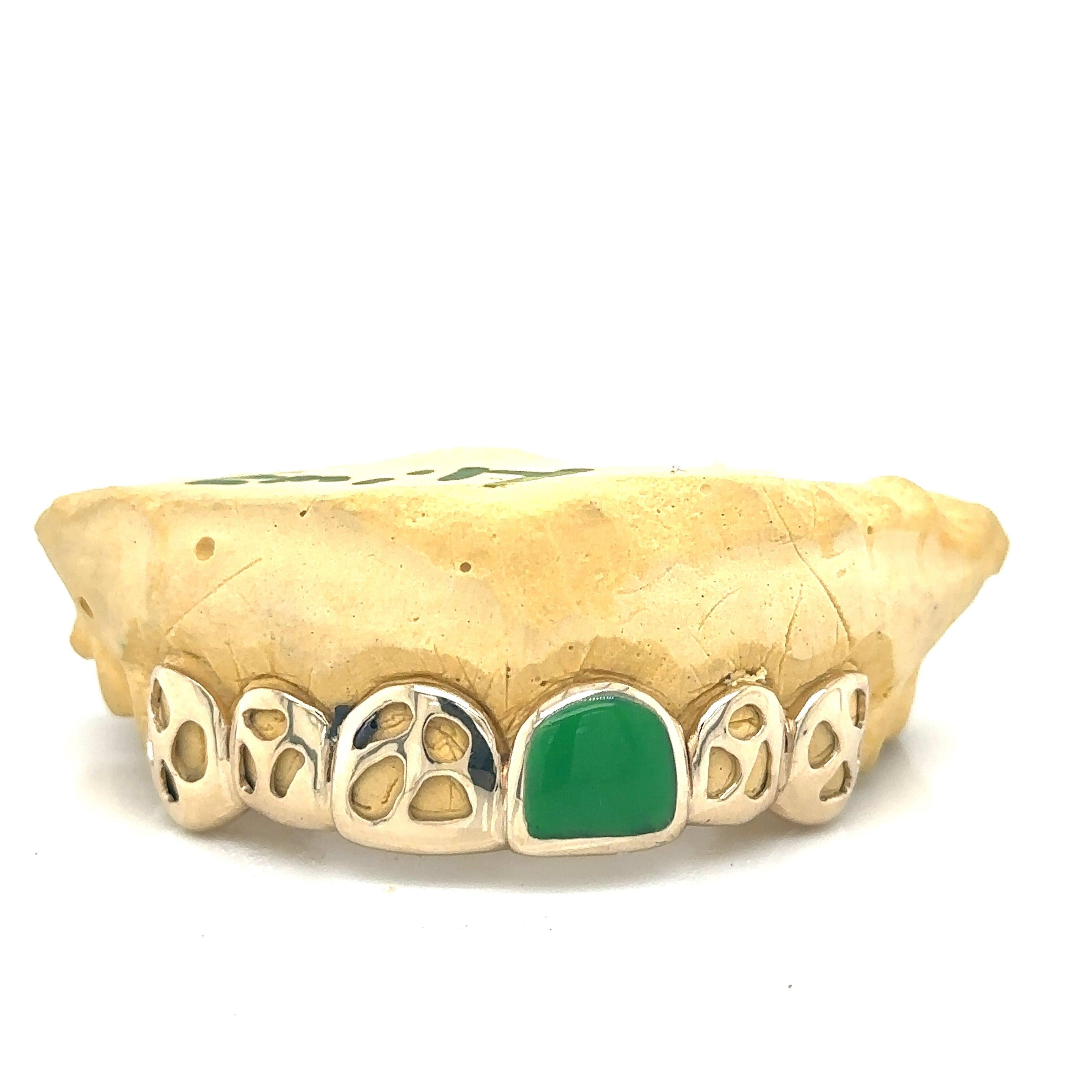 6pc Gold Jade Open Top Grillz