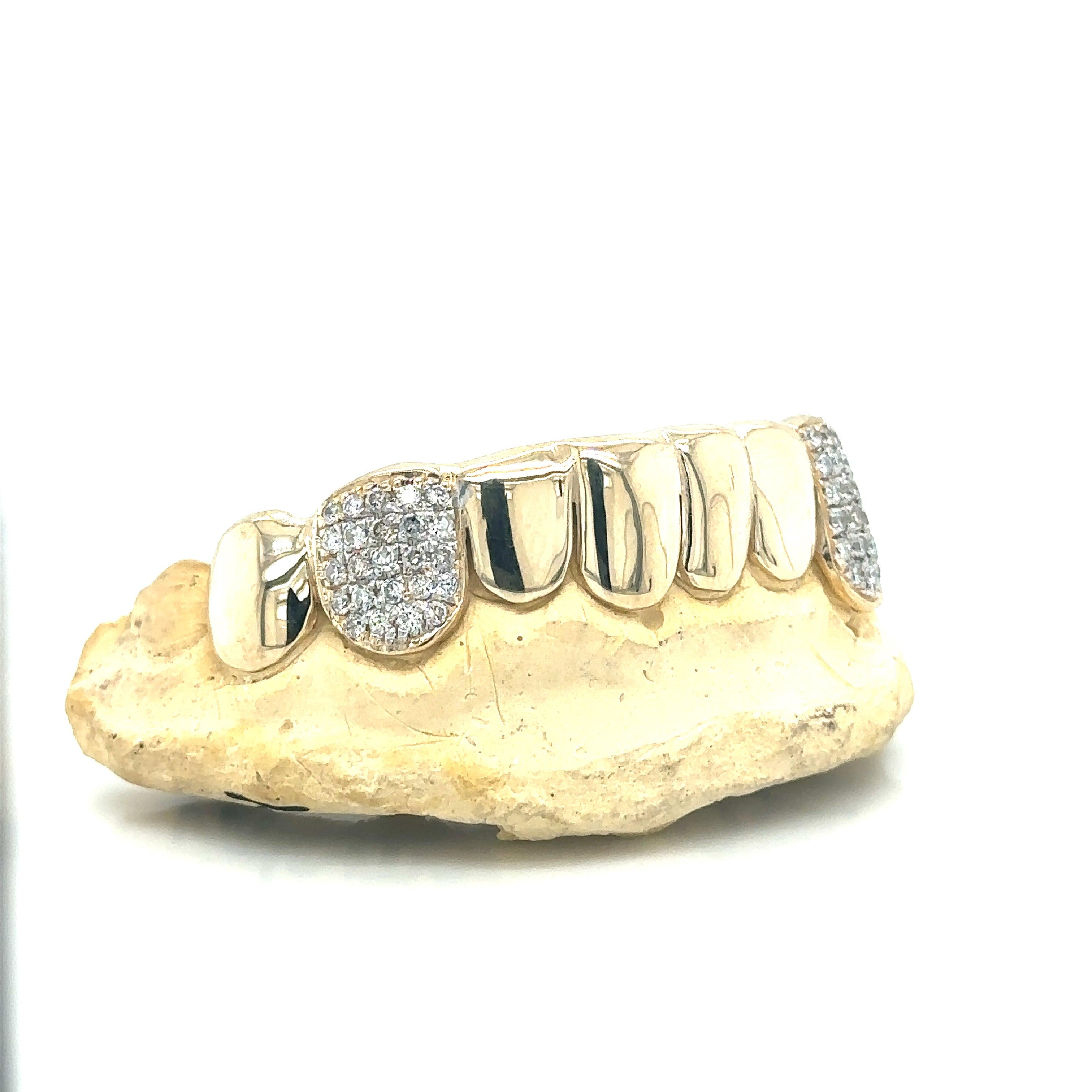 8pc Gold Diamond Fang Bottom Grillz