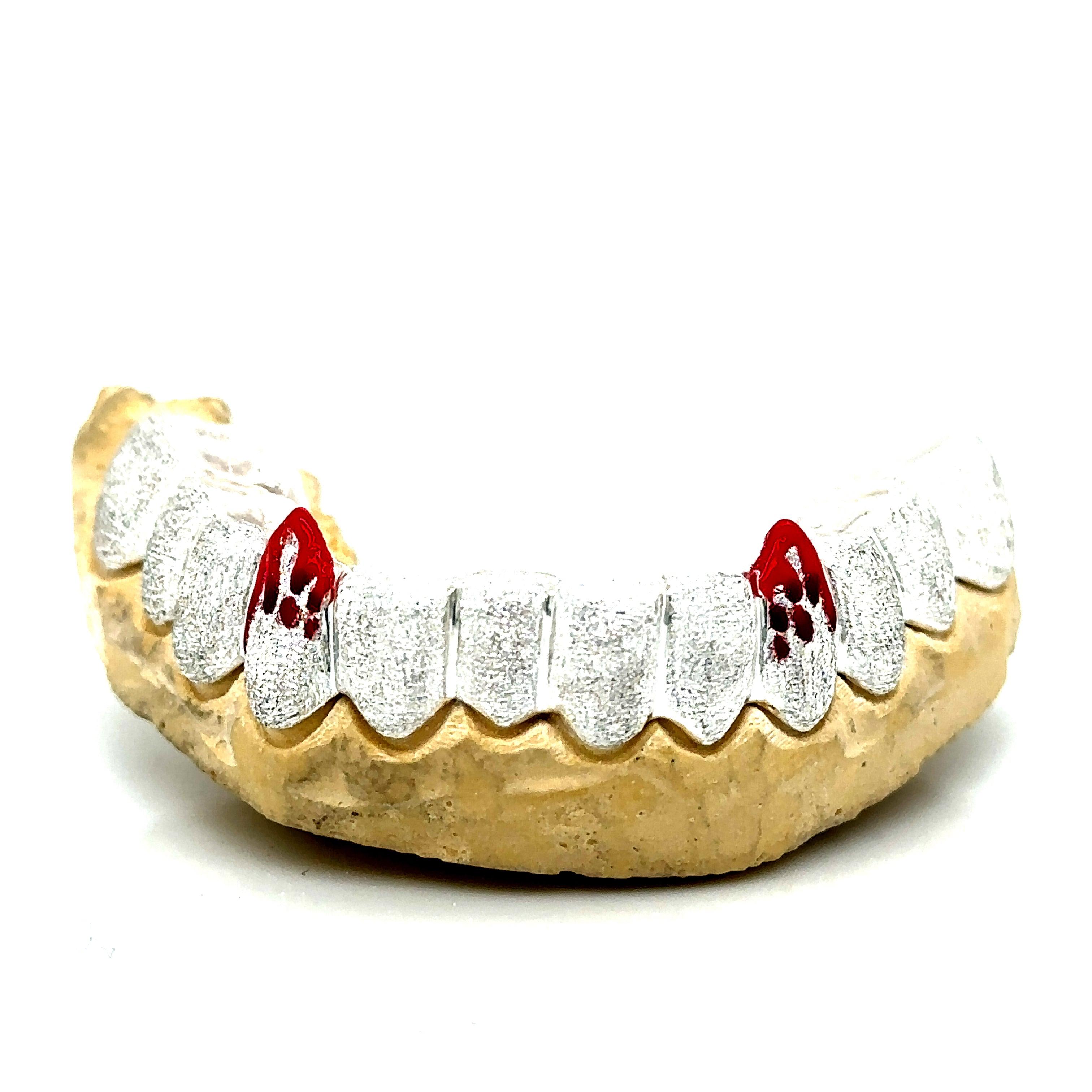 12pc Silver Diamond Dust Blood Dripping Grillz