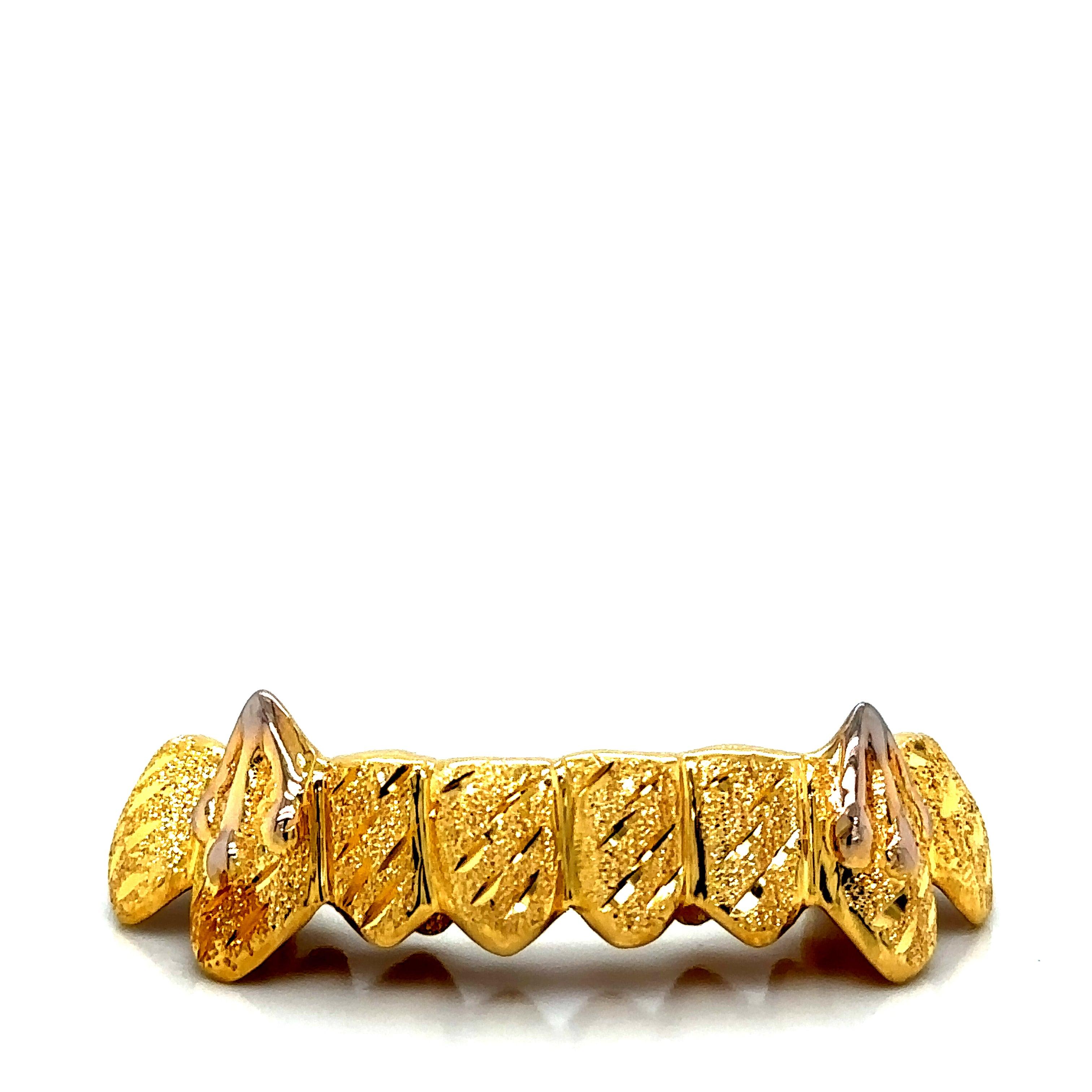 8pc Gold Raindrop Cut Bottom Grillz with Rose Gold Drips