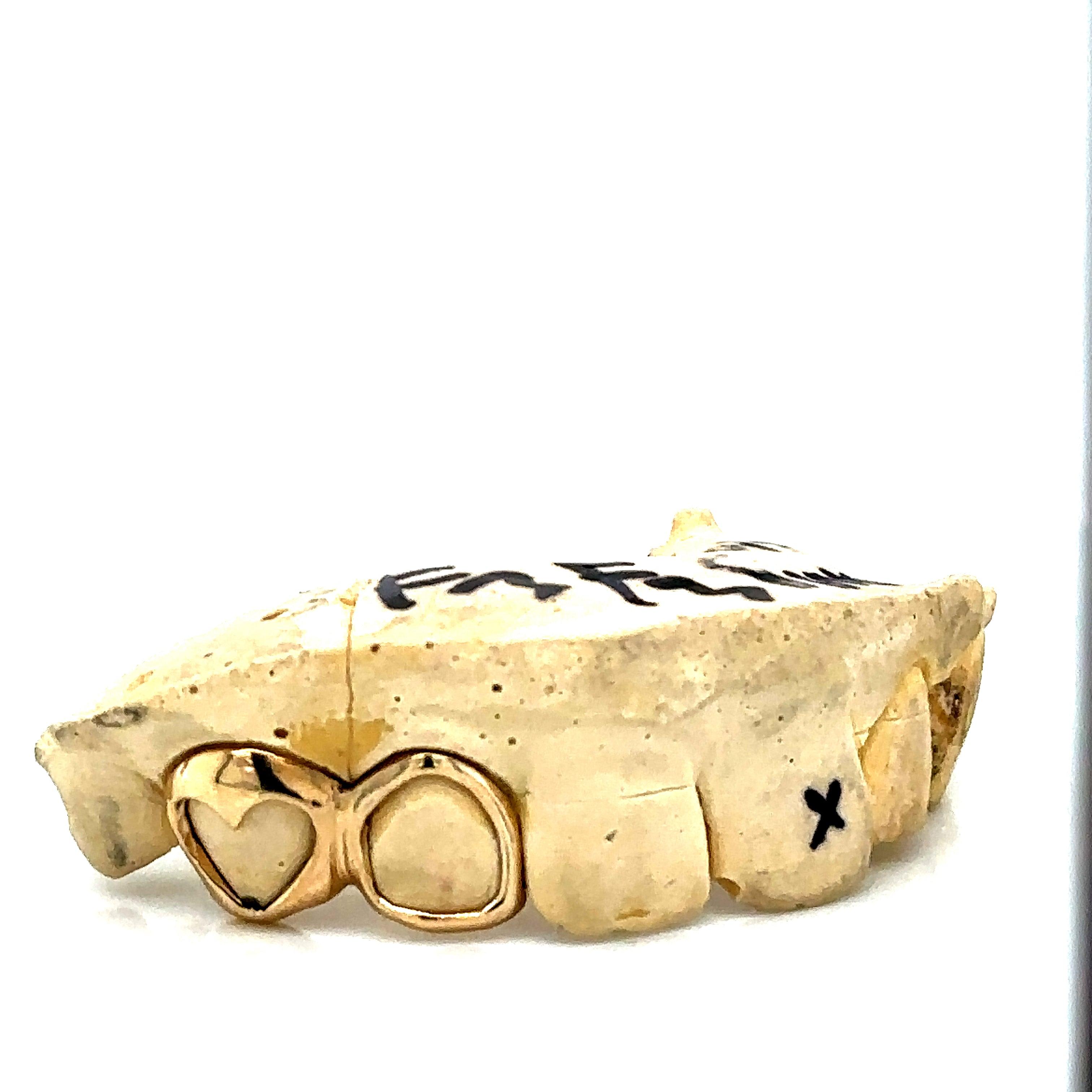 2pc Gold Heart Open Face Right Side Grillz