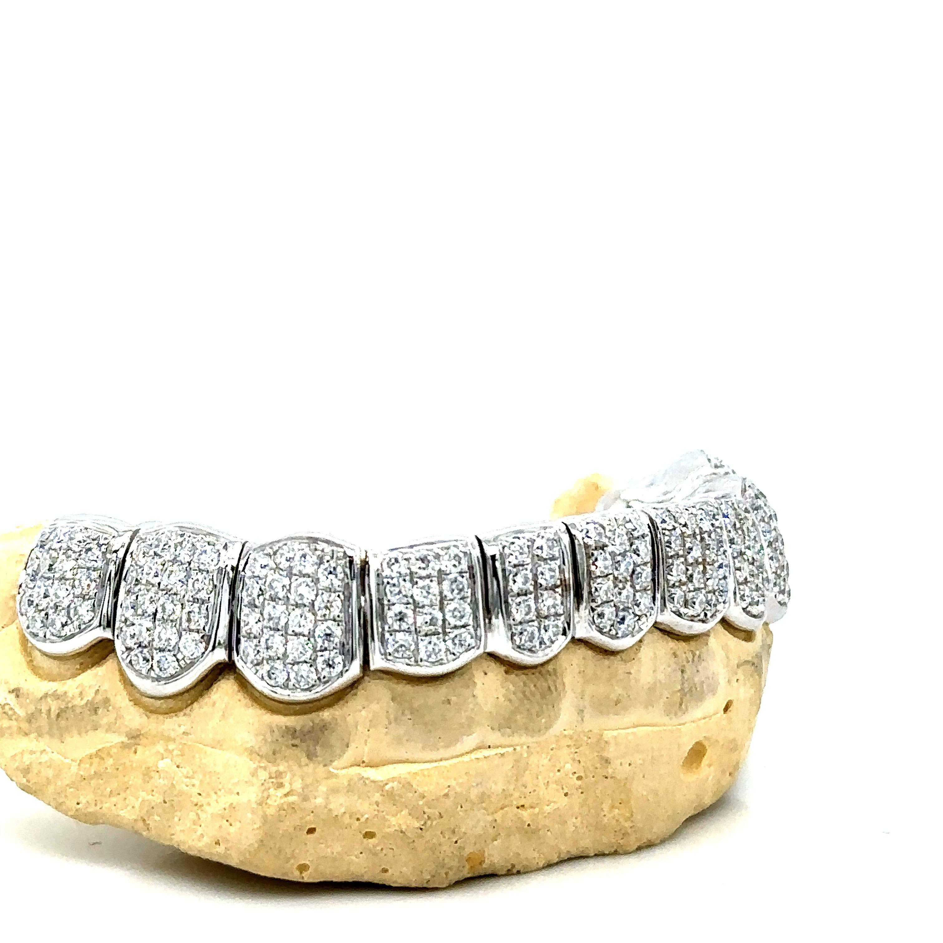 8pc White Gold Moissanite Bottom Grillz