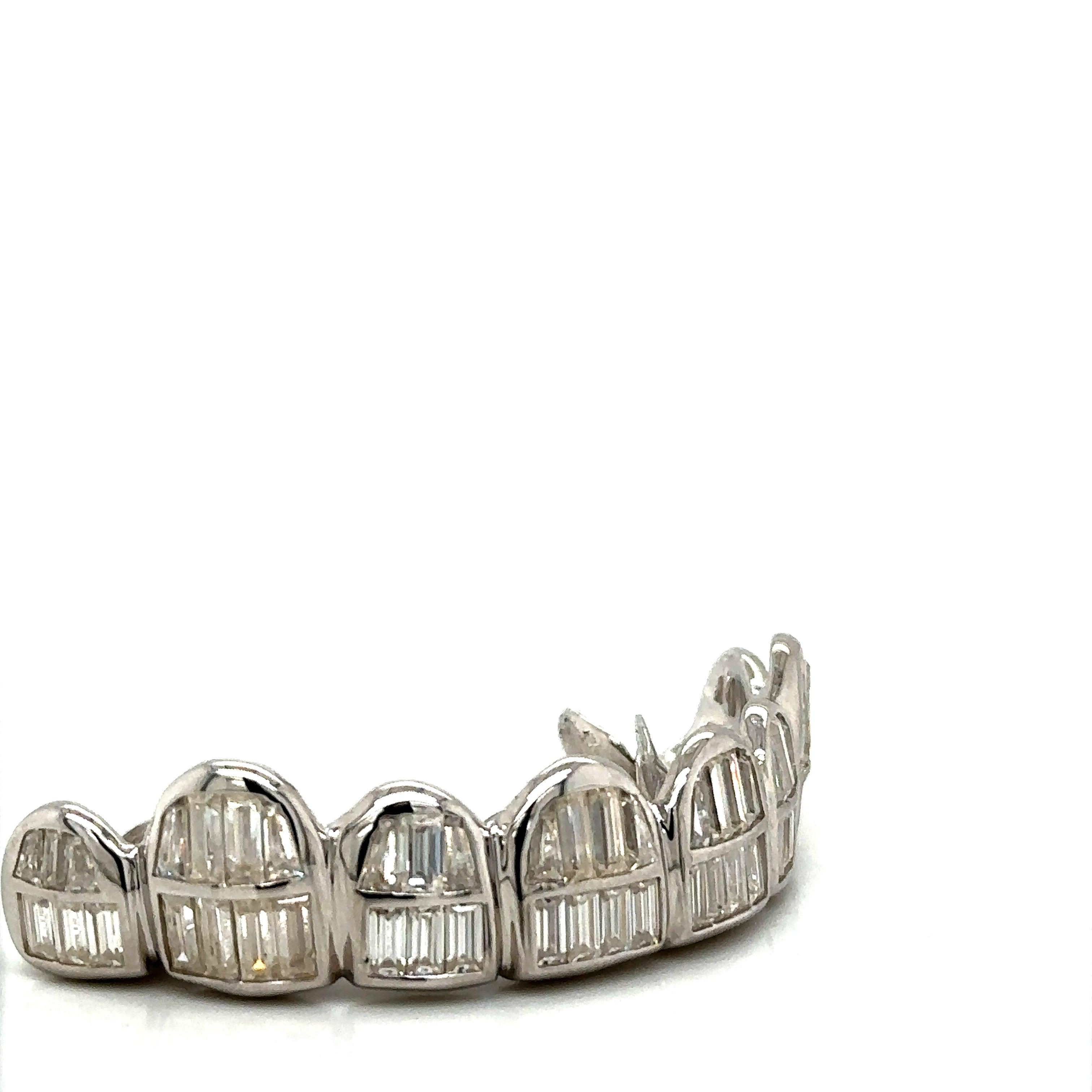 8pc Silver Baguette Moissanite Top Grillz