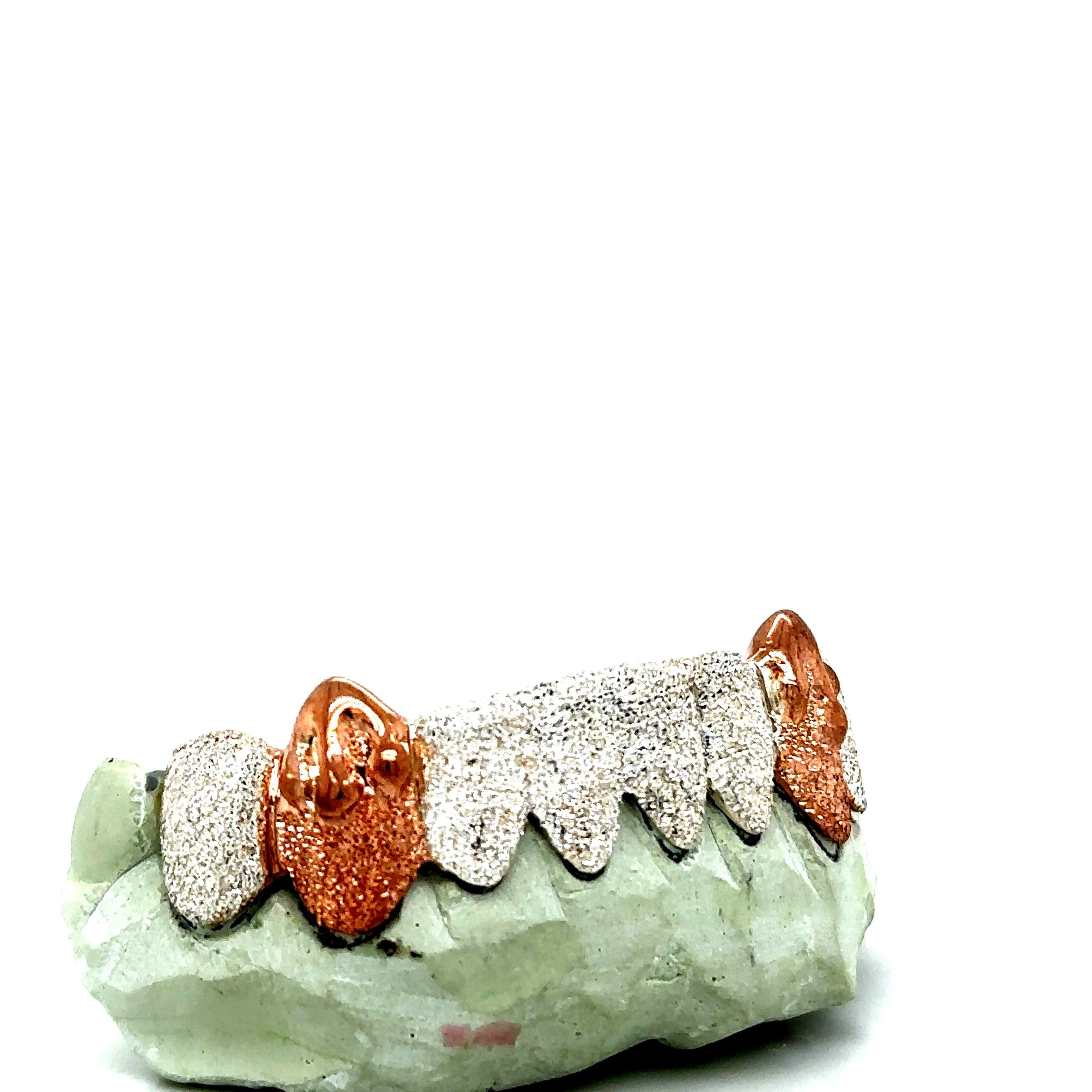 8pc Silver Diamond Dust Rose Gold Drip Bottom Grillz