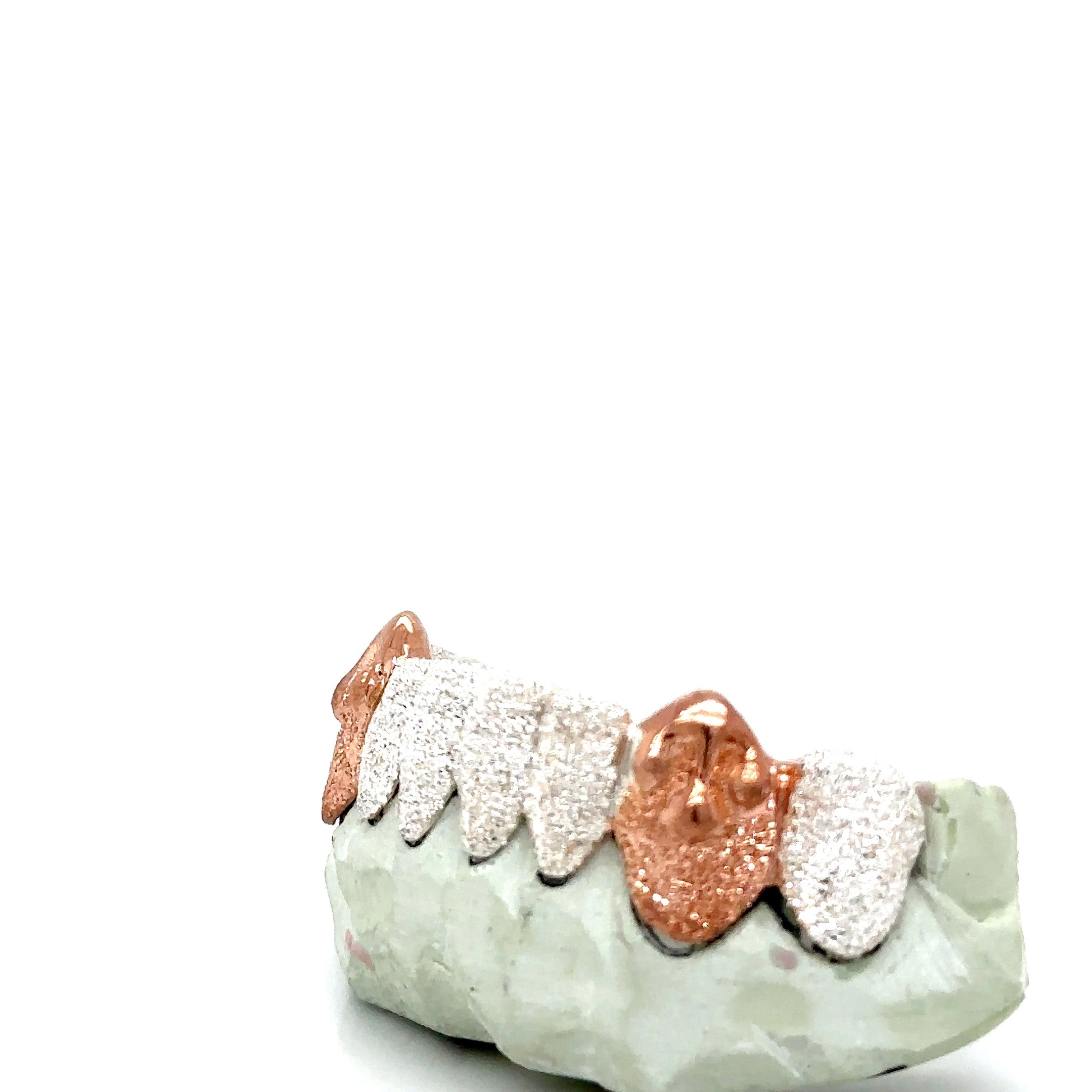 8pc Silver Diamond Dust Rose Gold Drip Bottom Grillz