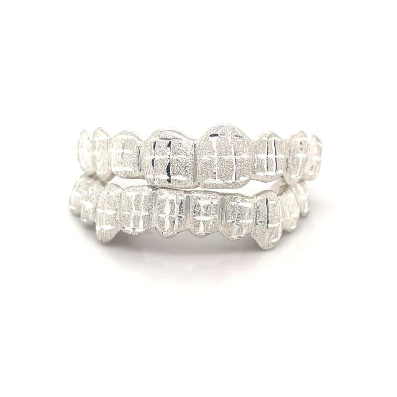 20pc Silver Dusted Bricks Grillz - Seattle Gold Grillz