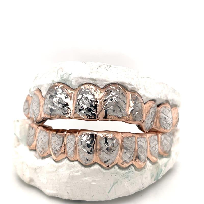 24pc Rose Gold Two Tone Trillion Cut Grillz - Seattle Gold Grillz