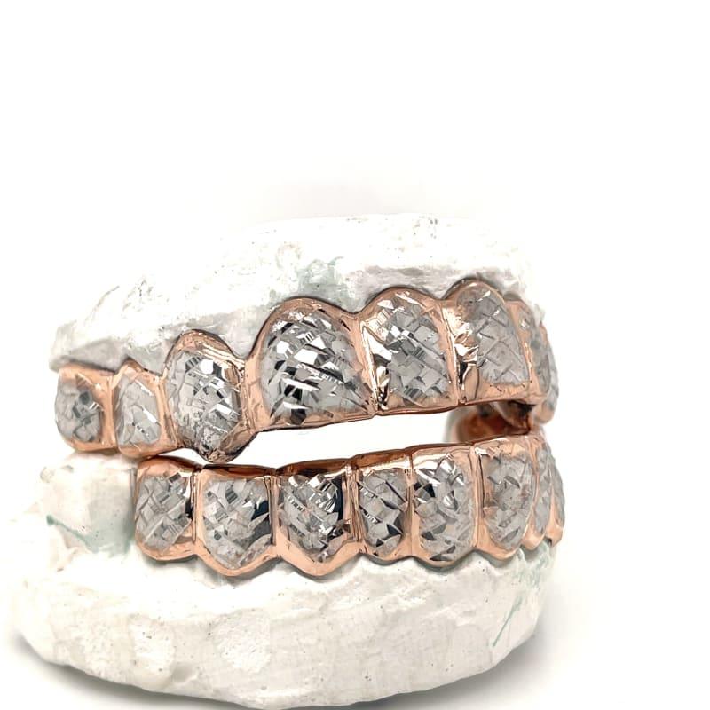 24pc Rose Gold Two Tone Trillion Cut Grillz - Seattle Gold Grillz