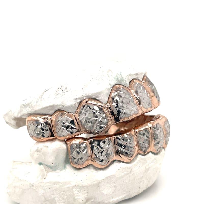 24pc Rose Gold Two Tone Trillion Cut Grillz - Seattle Gold Grillz