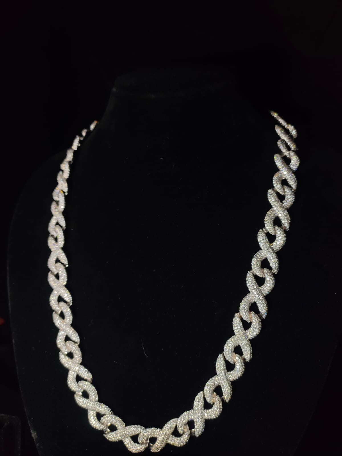 Silver Moissanite Infinity Link Chain