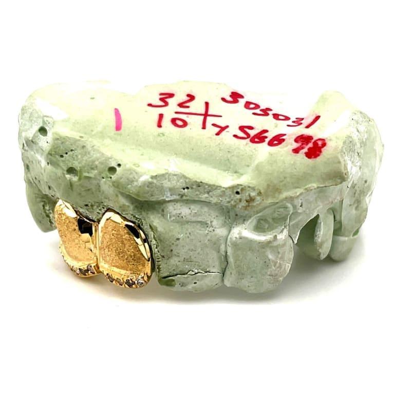 2pc Gold Diamond Dusted Grillz - Seattle Gold Grillz