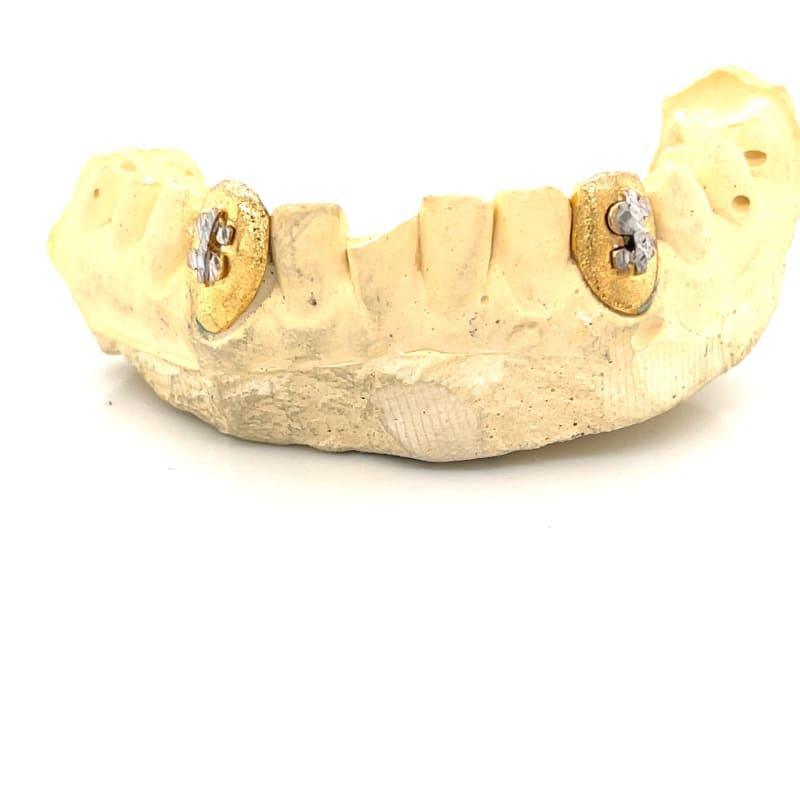 2pc Gold Dollar Sign Bottom Grillz - Seattle Gold Grillz