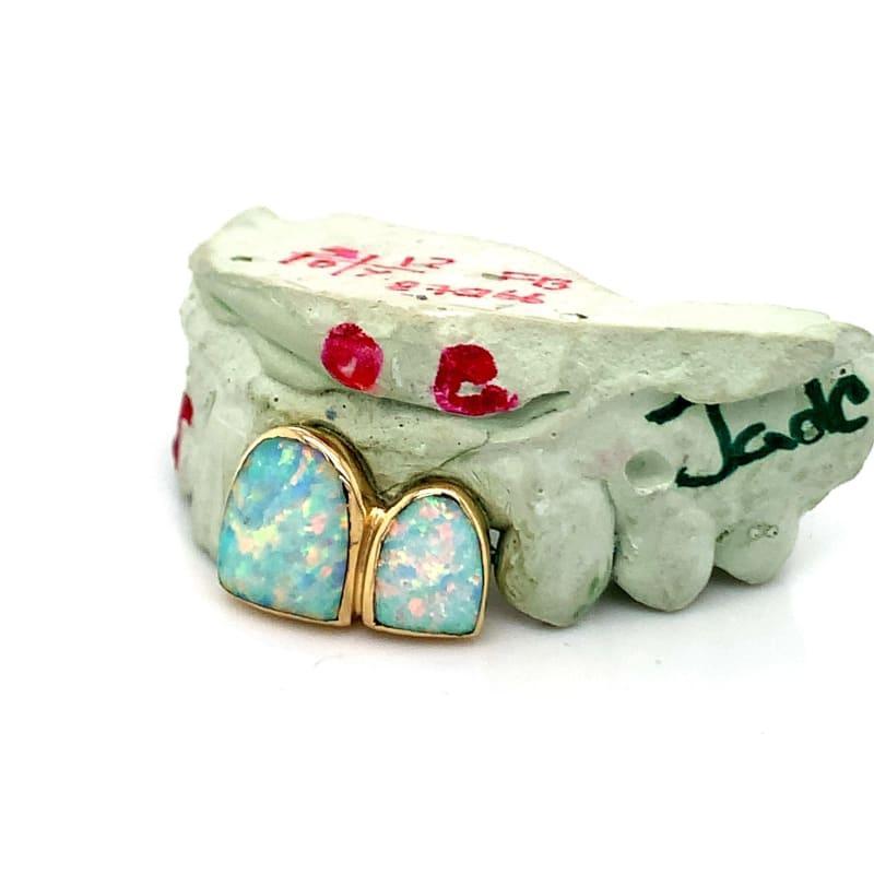 2pc Gold Opal Top Grillz - Seattle Gold Grillz