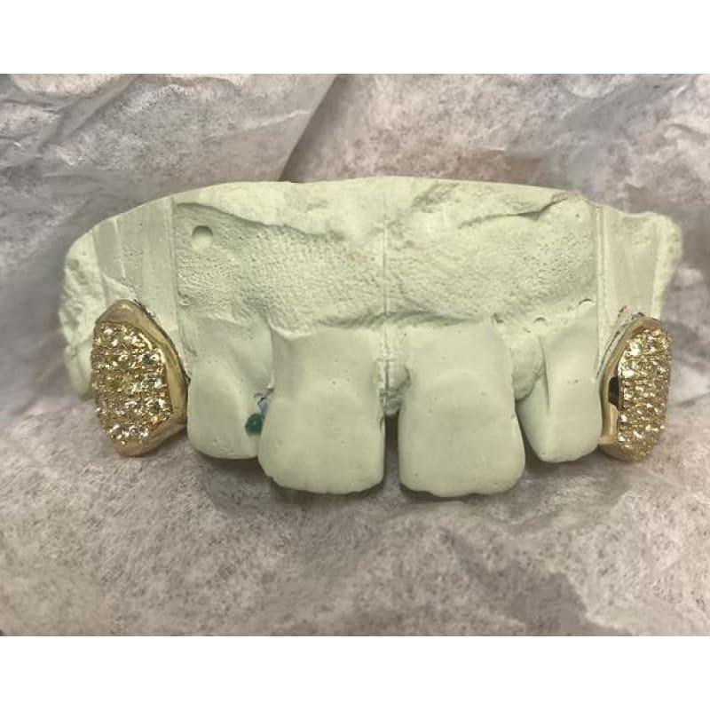 2pc Gold Peridot Flooded Top Fangs - Seattle Gold Grillz