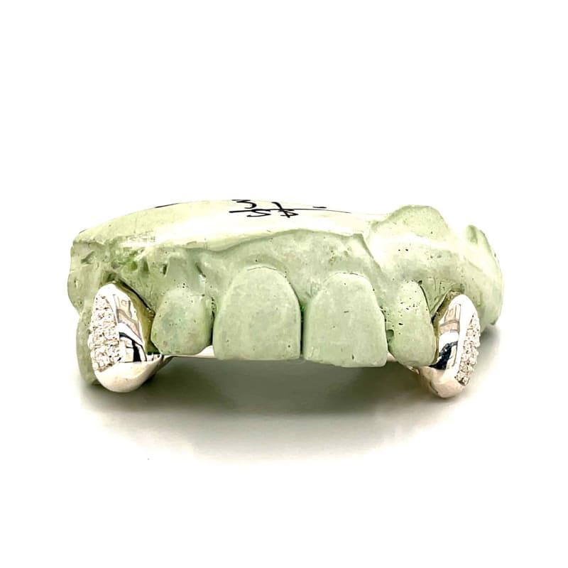 2pc Silver CZ Fang Grillz - Seattle Gold Grillz