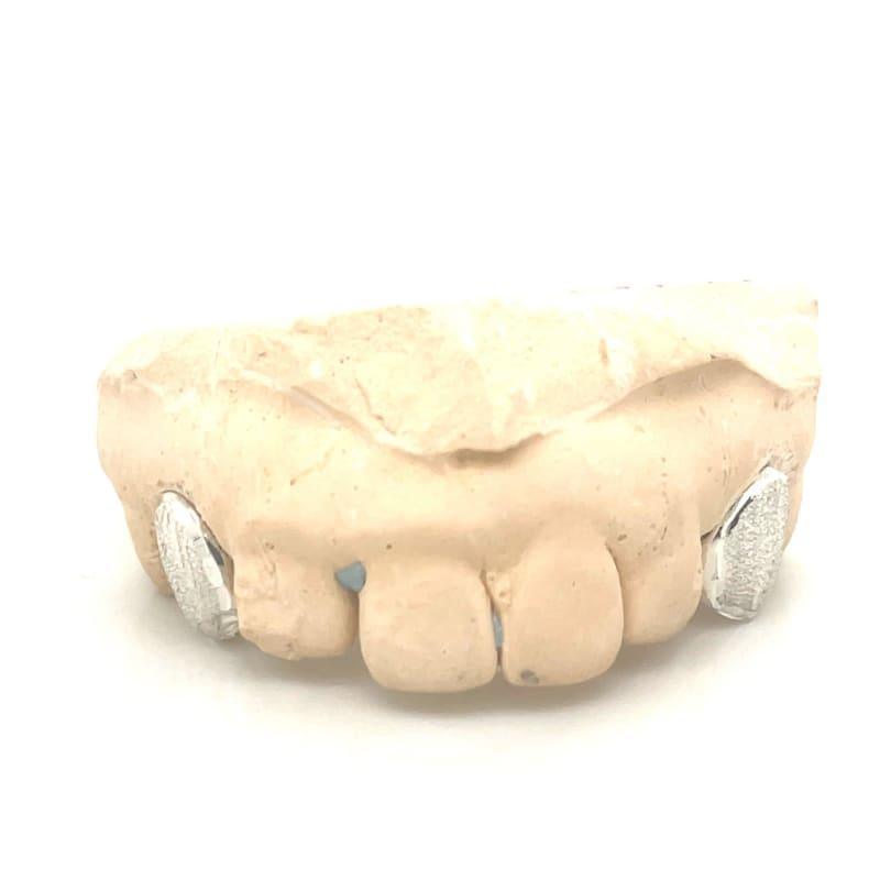 2pc Silver Diamond Dust Top Grillz - Seattle Gold Grillz