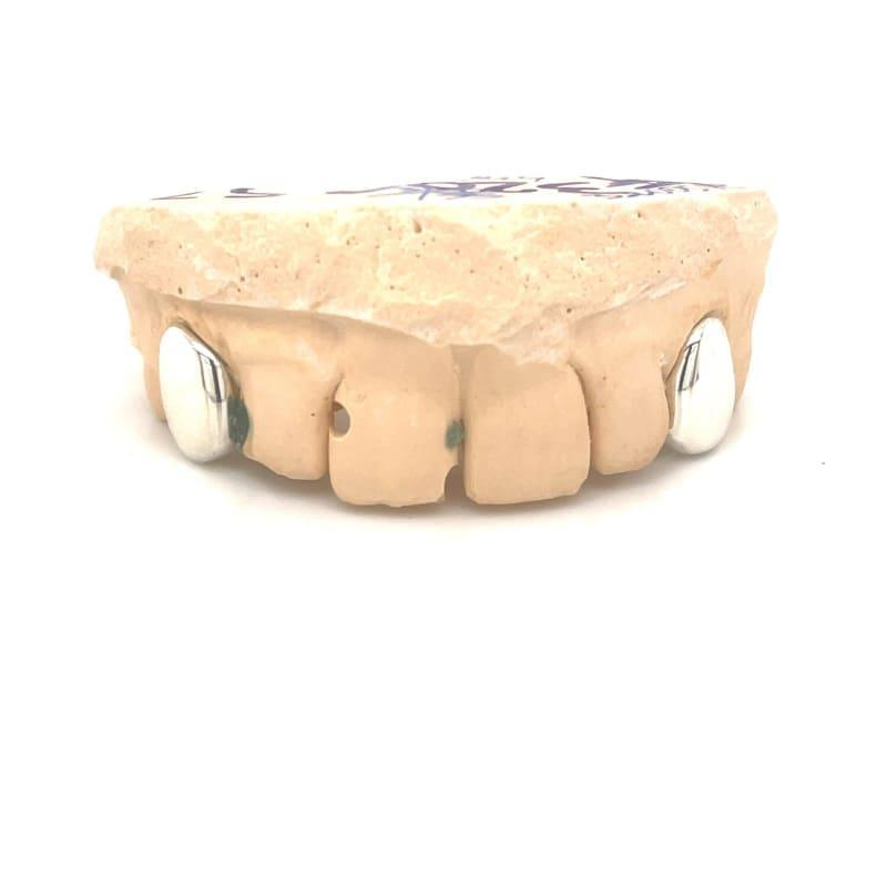 2pc Silver Top Fang Grillz - Seattle Gold Grillz