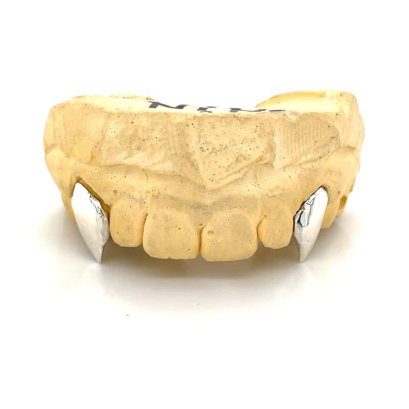 2pc Silver Top Fang Grillz - Seattle Gold Grillz