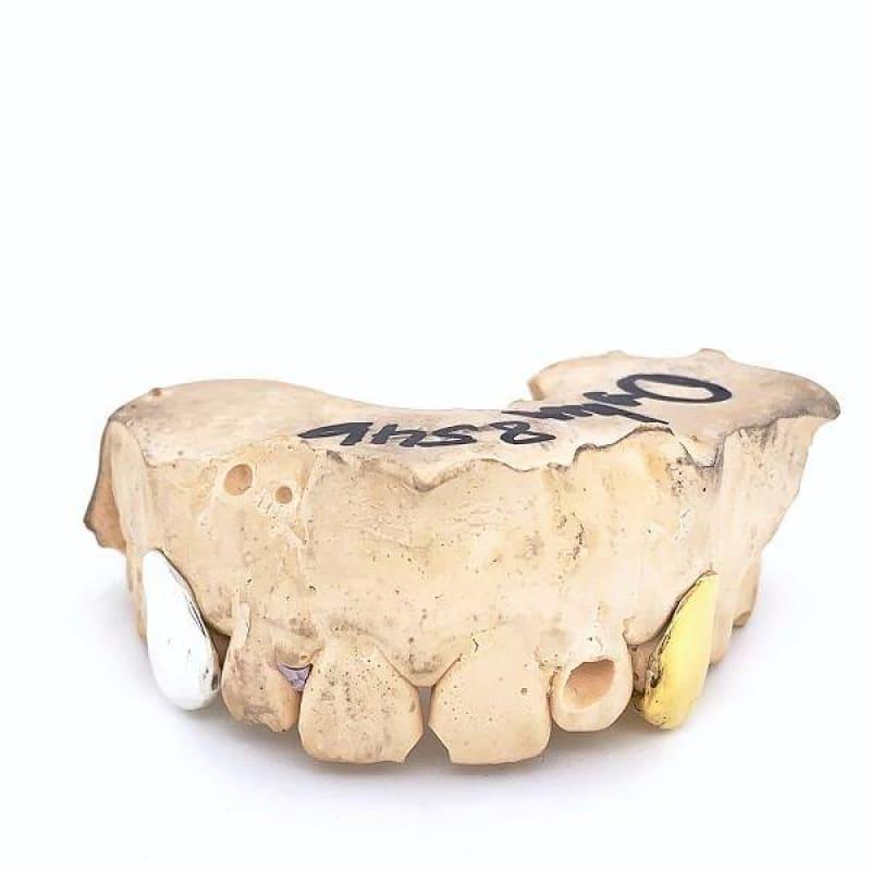 2pc Two Tone Gold Top Fangs - Seattle Gold Grillz