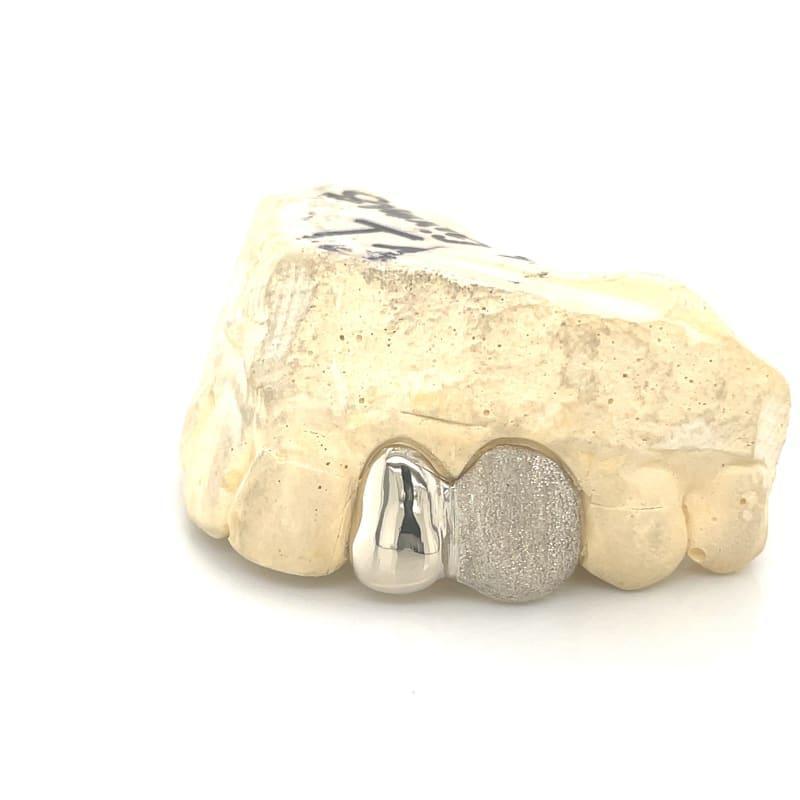 2pc White Gold Dusted Grillz - Seattle Gold Grillz