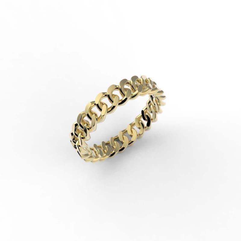 4mm Solid Gold Miami Cuban Link Ring - Seattle Gold Grillz
