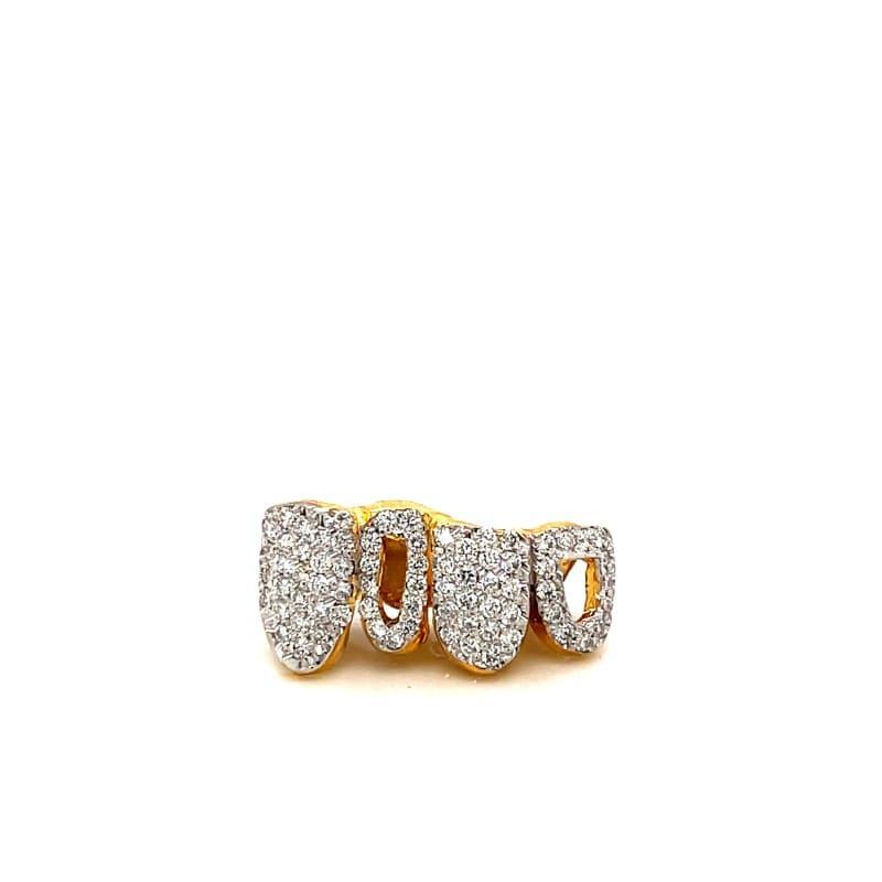 4pc Gold Diamond Open Face Grillz - Seattle Gold Grillz