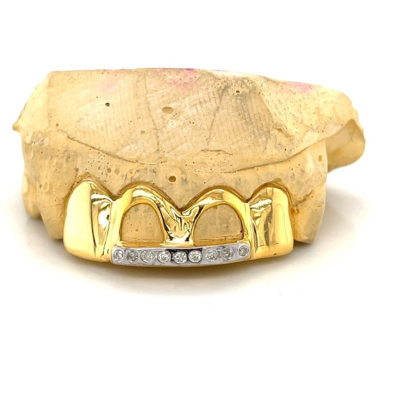 4pc Gold Diamond Open Grillz - Seattle Gold Grillz