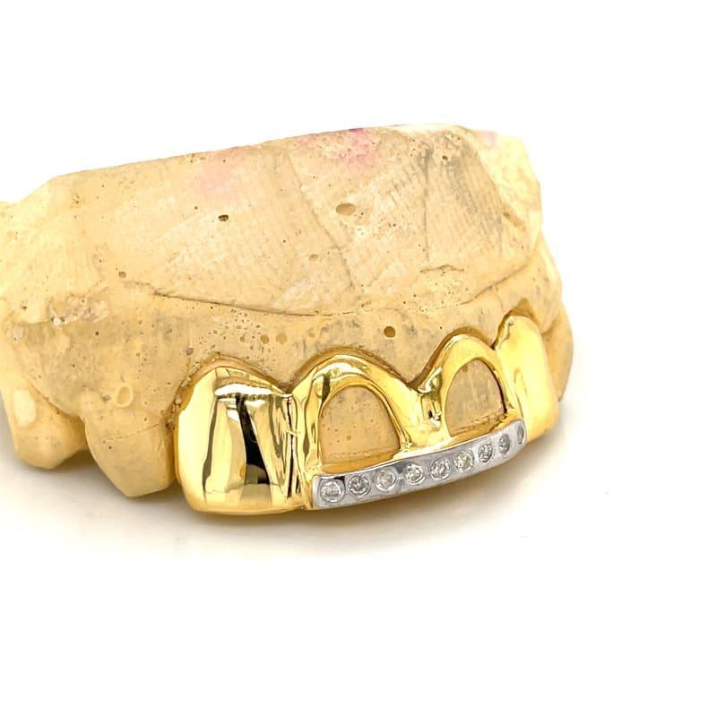 4pc Gold Diamond Open Grillz - Seattle Gold Grillz