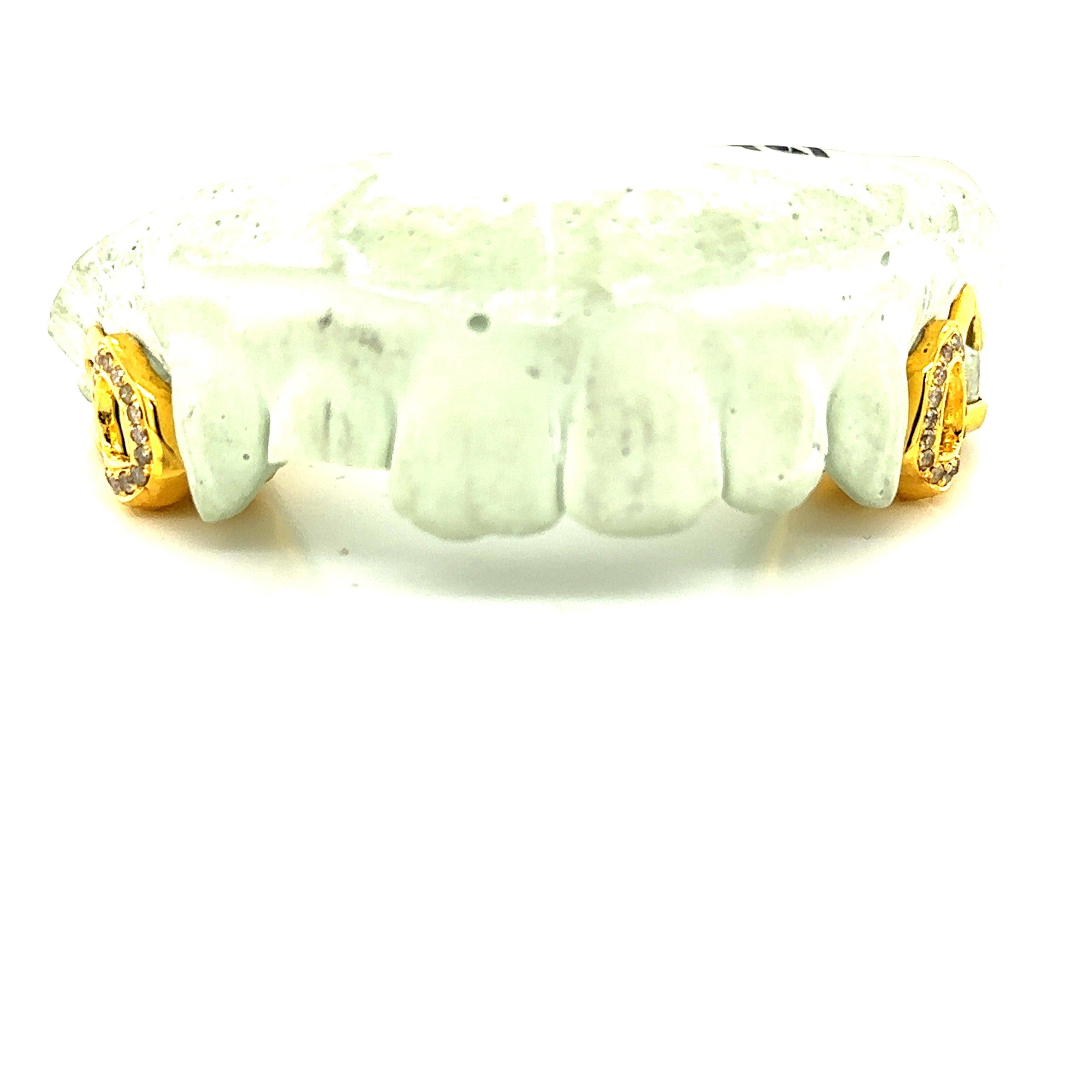 4pc Gold Open Face Diamond Top Grillz - Seattle Gold Grillz