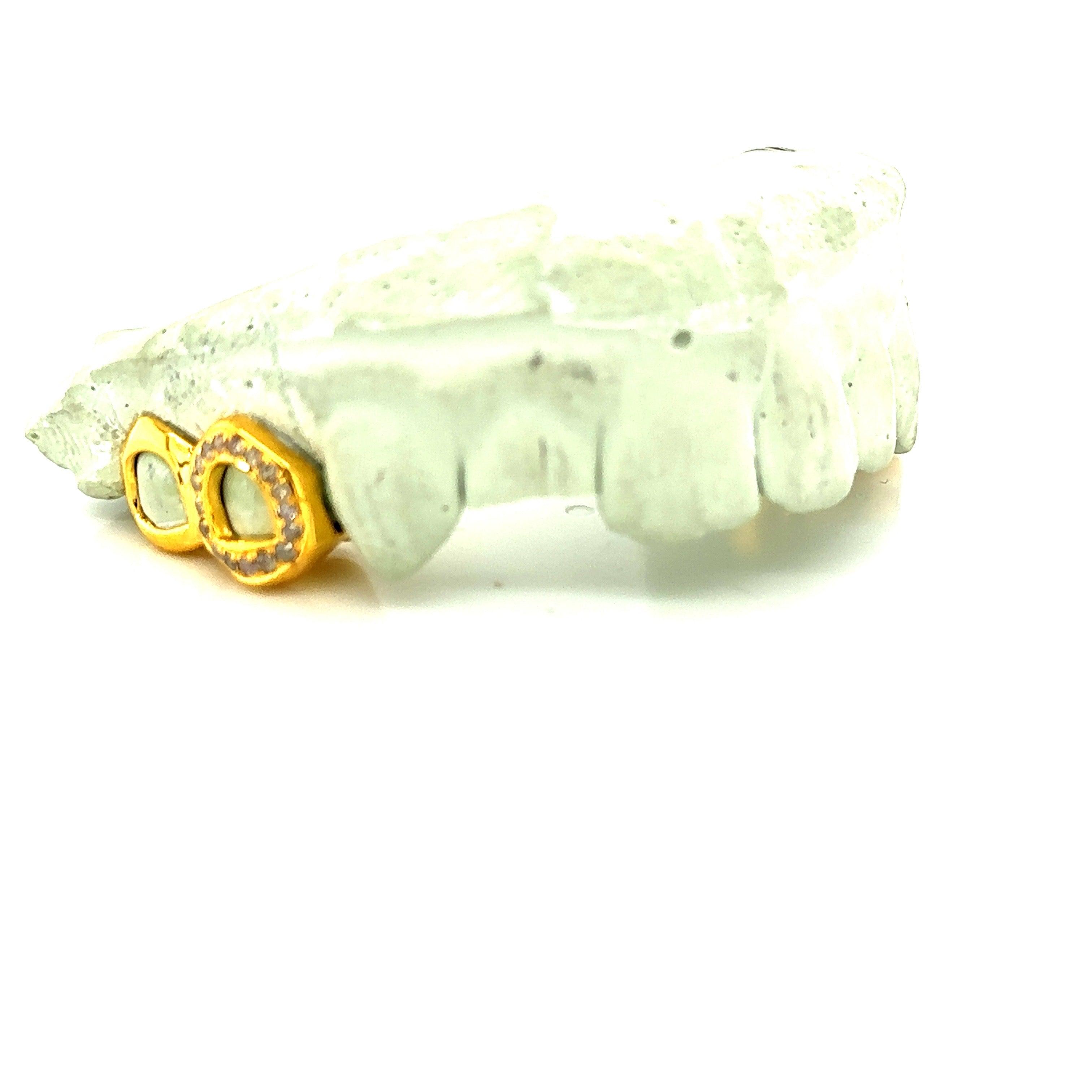 4pc Gold Open Face Diamond Top Grillz - Seattle Gold Grillz