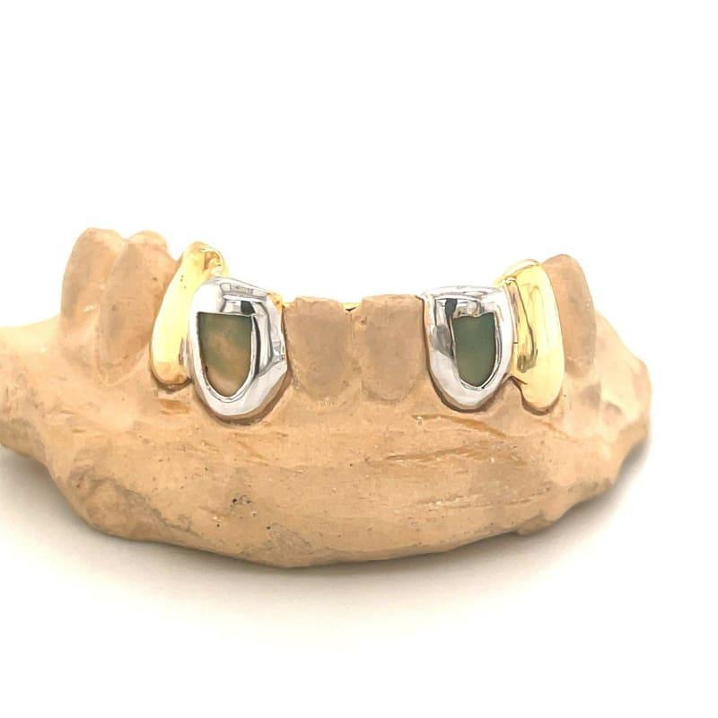 4pc Two Tone Open Face Grillz - Seattle Gold Grillz