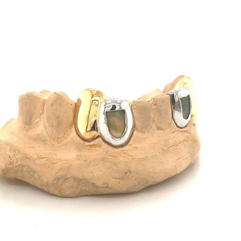 4pc Two Tone Open Face Grillz - Seattle Gold Grillz
