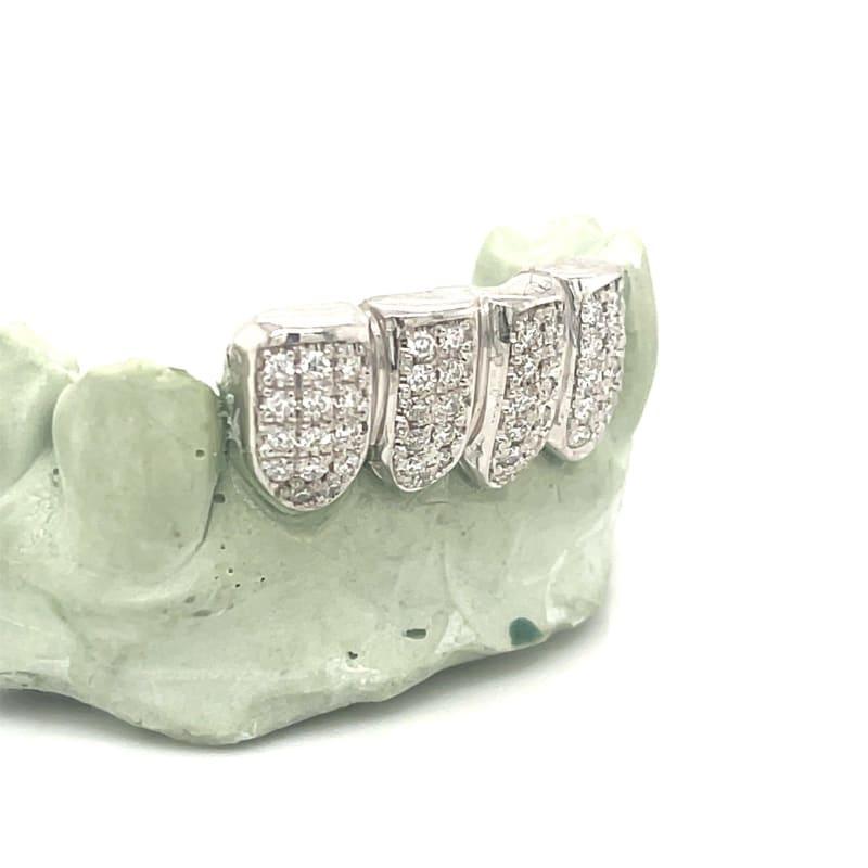 4pc White Gold Diamond Bottom Grillz - Seattle Gold Grillz