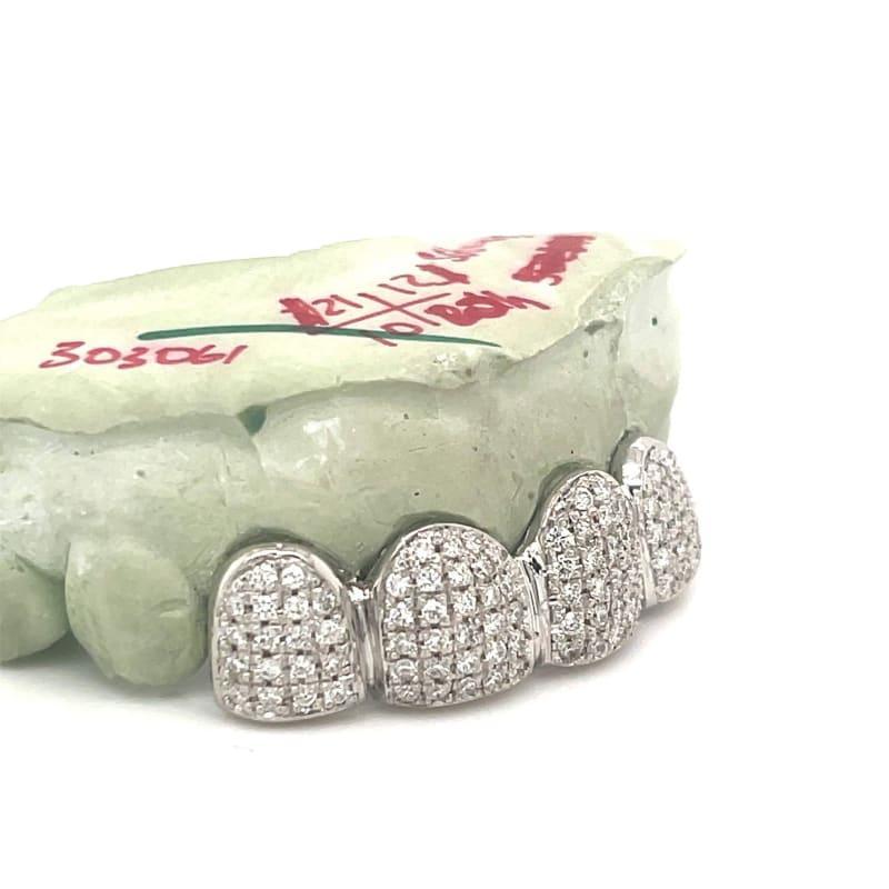 4pc White Gold Diamond Top Grillz - Seattle Gold Grillz