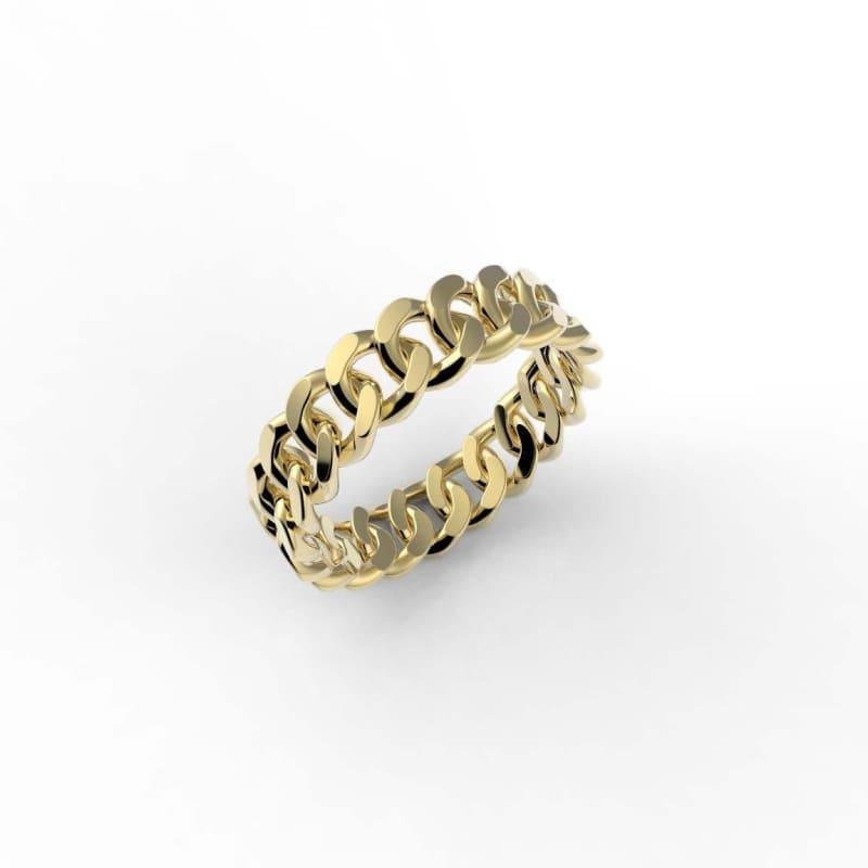 5mm Solid Gold Miami Cuban Link Ring - Seattle Gold Grillz