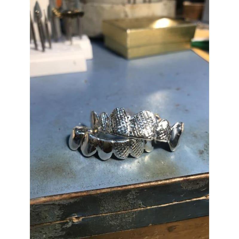 6 by 6 Silver with 6 Diamond Cuts - Seattle Gold Grillz