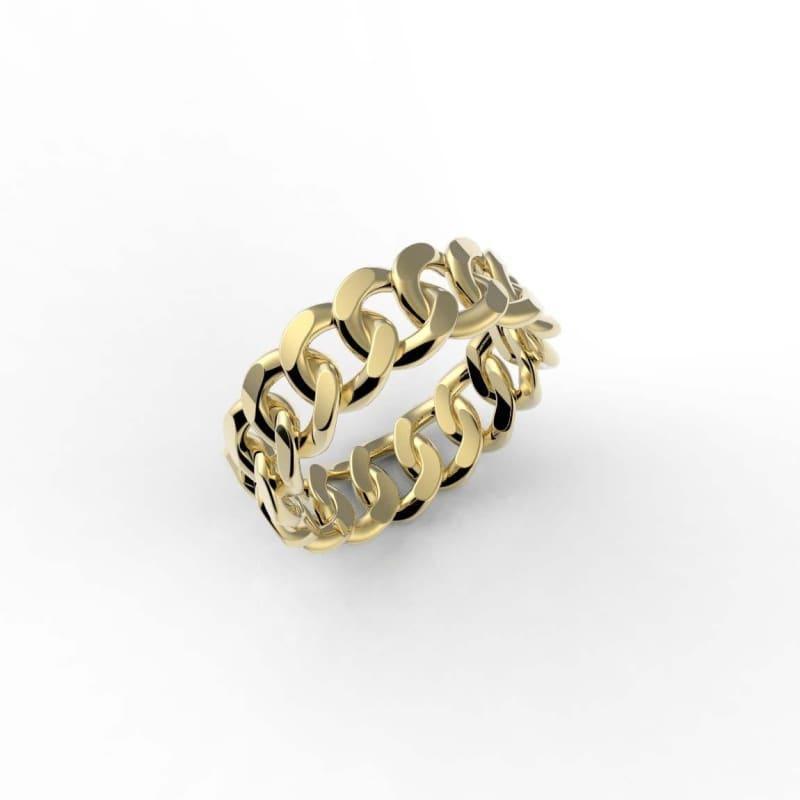 6mm Solid Gold Miami Cuban Link Ring - Seattle Gold Grillz