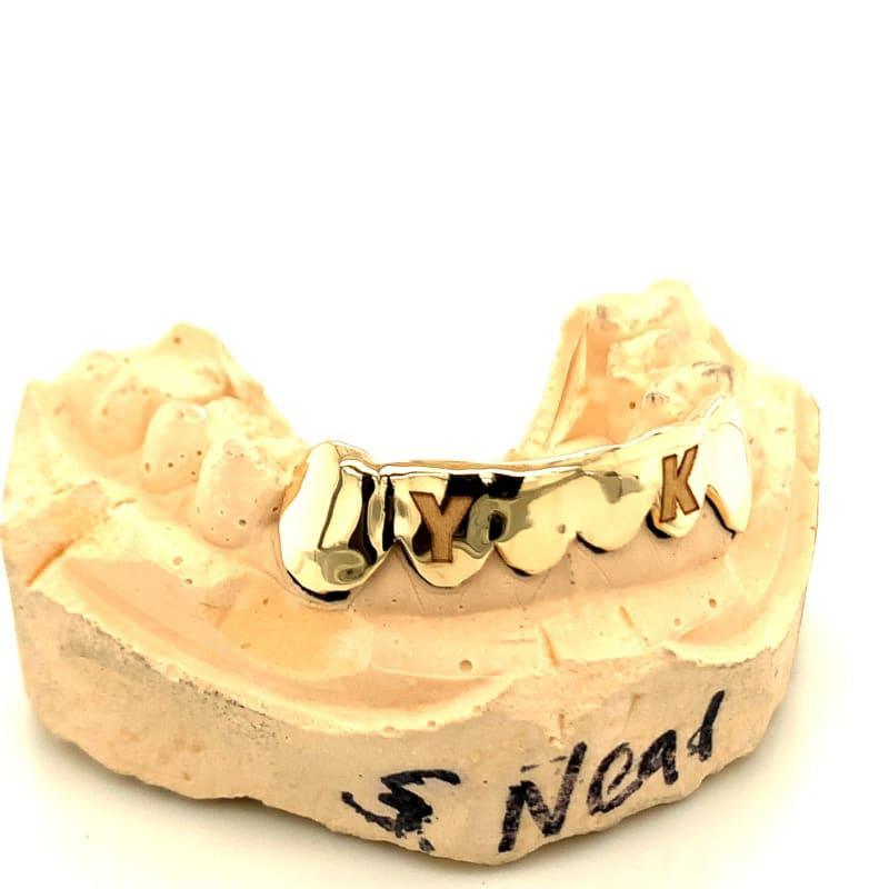 6pc Gold 2 Initial Engraved Bottom Grillz - Seattle Gold Grillz