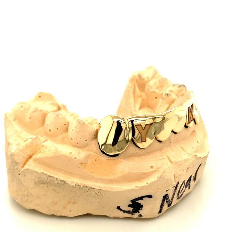 6pc Gold 2 Initial Engraved Bottom Grillz - Seattle Gold Grillz