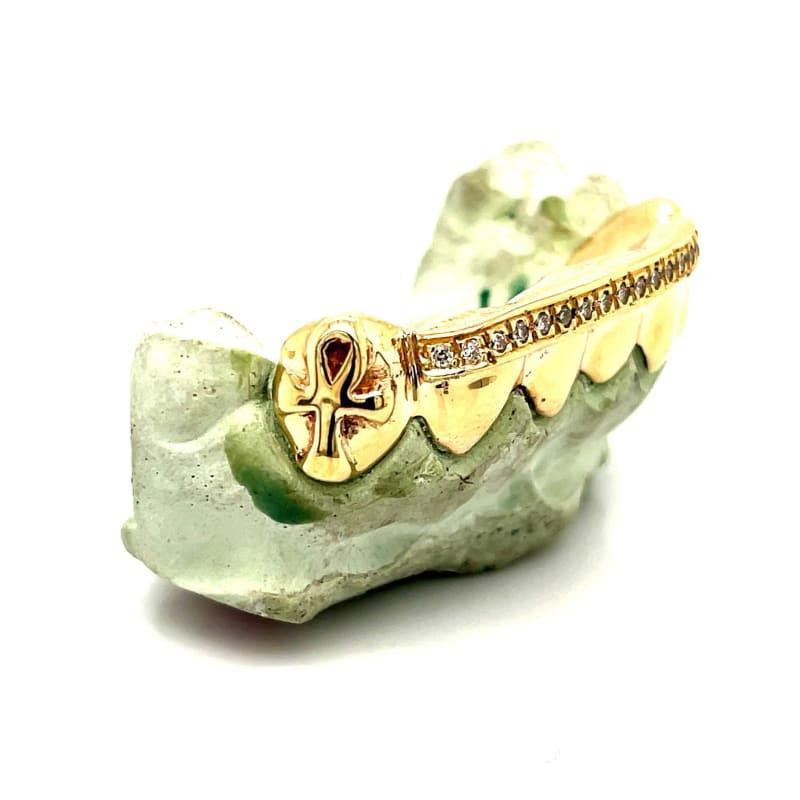 6pc Gold Ankh Diamond Grillz - Seattle Gold Grillz