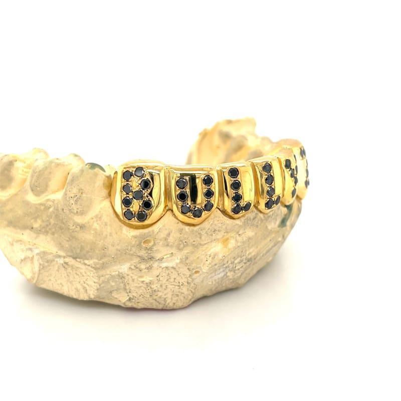 6pc Gold Black Diamond Grillz - Seattle Gold Grillz