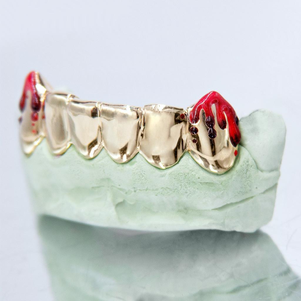 6pc Gold Blood Drip Bottom Grillz - Seattle Gold Grillz