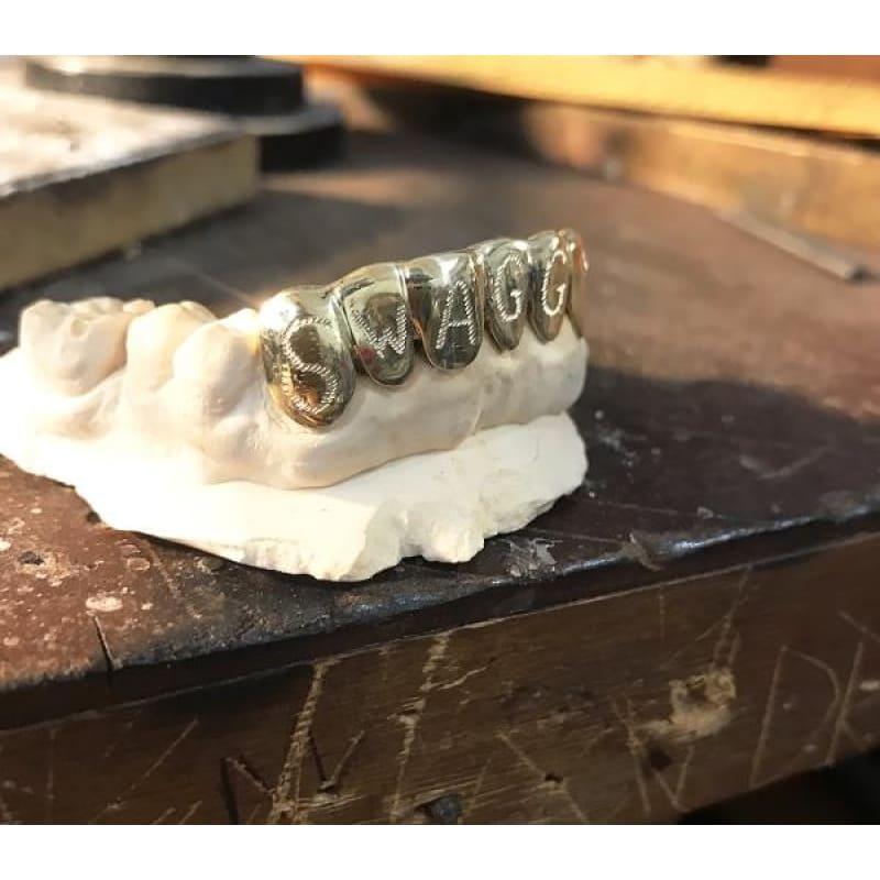 6pc Gold Bottom Initials Grillz - Seattle Gold Grillz