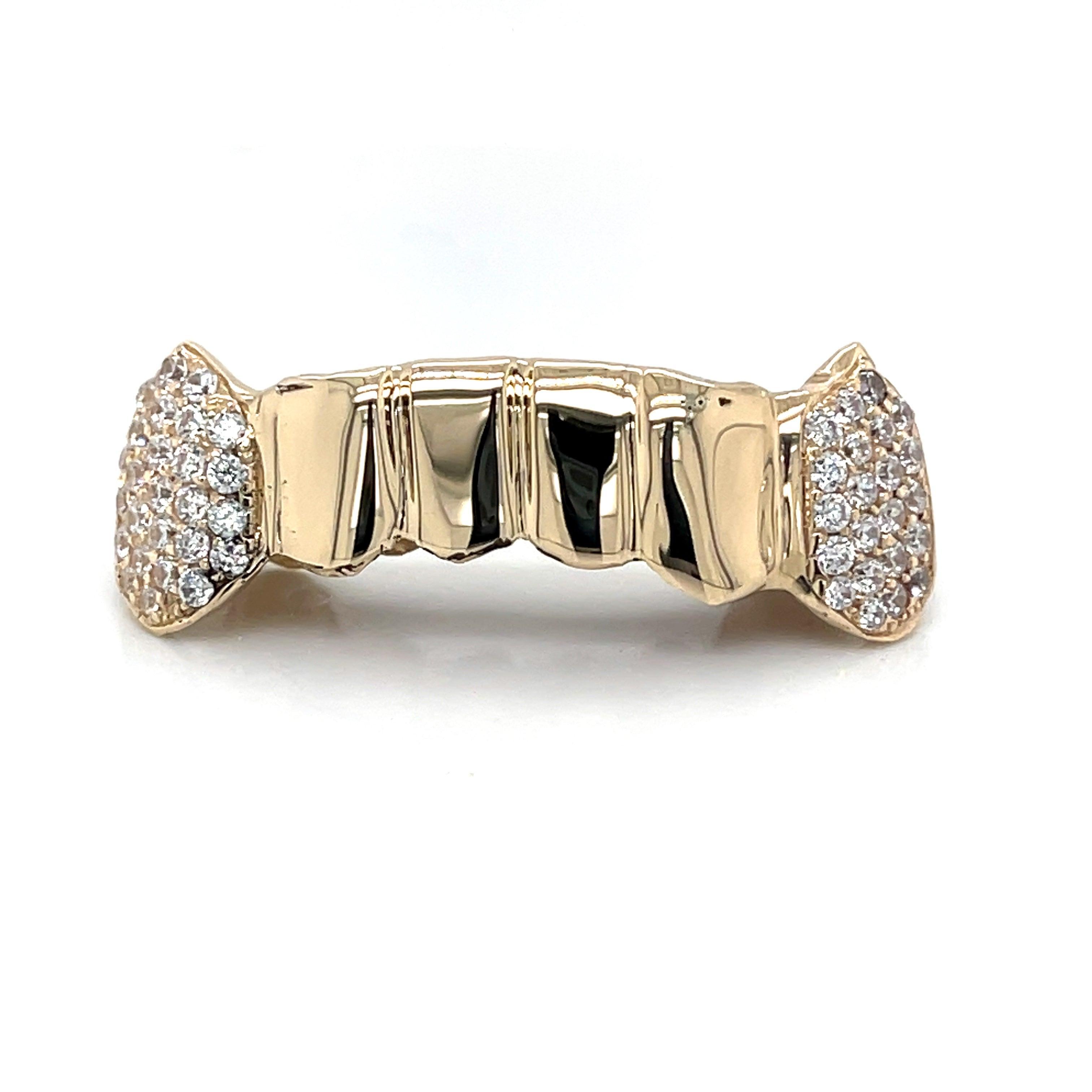 6pc Gold CZ Fang Bottom Grillz - Seattle Gold Grillz