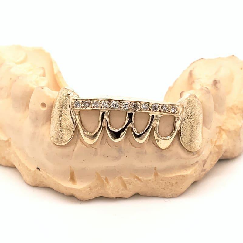 6pc Gold Diamond Bar Grillz - Seattle Gold Grillz