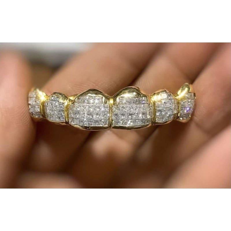6pc Gold Invisible Diamond Grillz - Seattle Gold Grillz