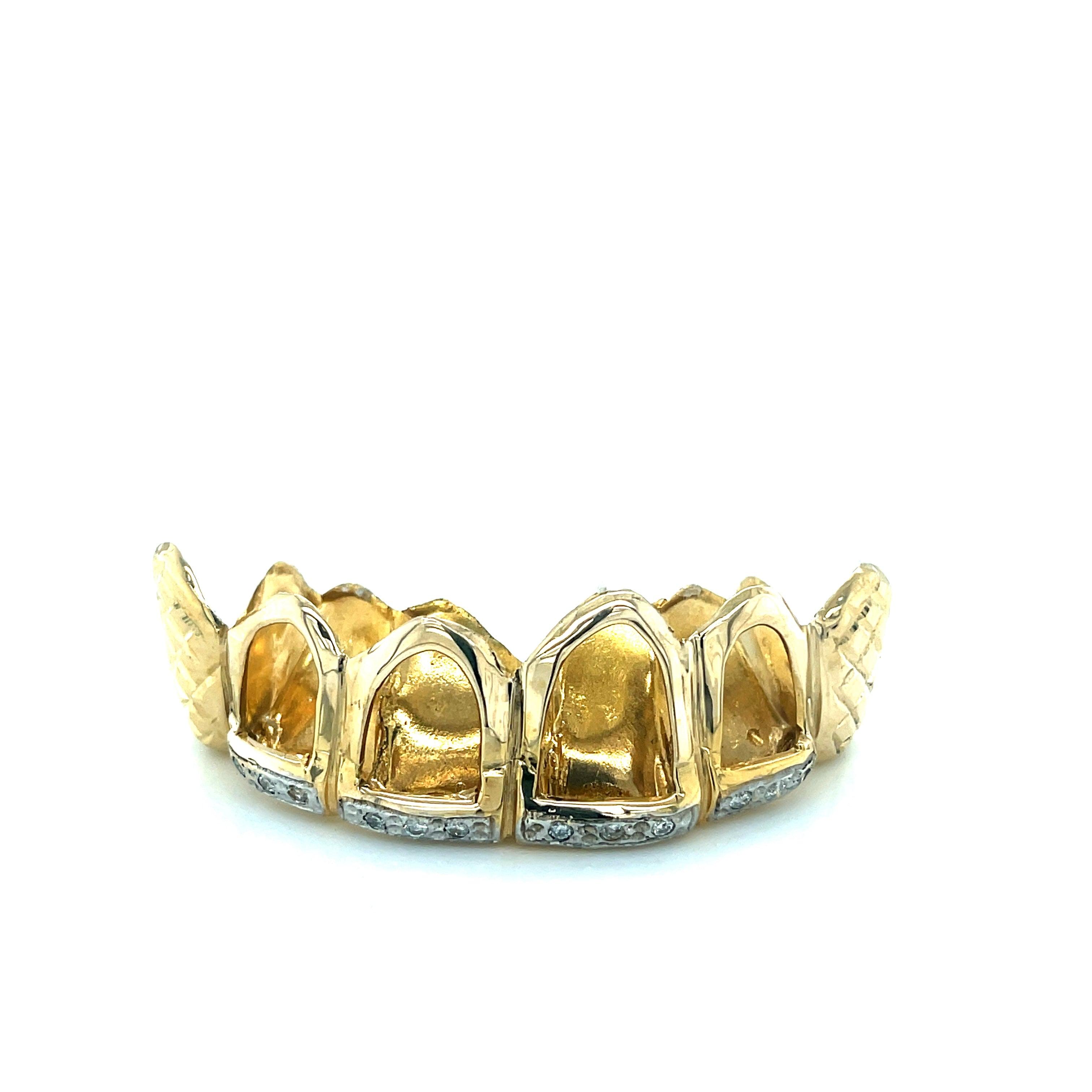 6pc Gold Open Face Diamond Grillz - Seattle Gold Grillz