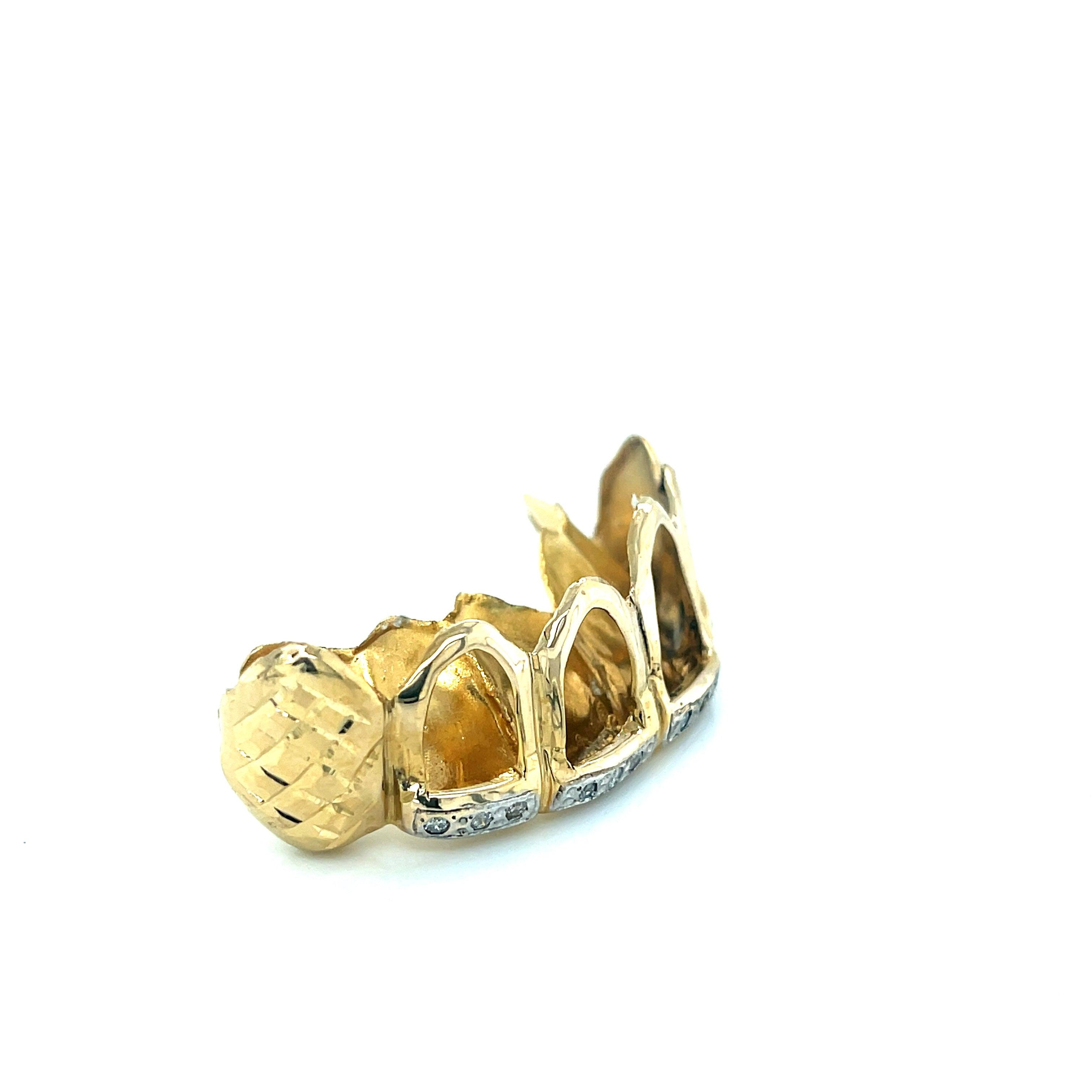 6pc Gold Open Face Diamond Grillz - Seattle Gold Grillz