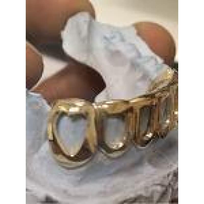 6pc Gold Open Face Grillz - Seattle Gold Grillz