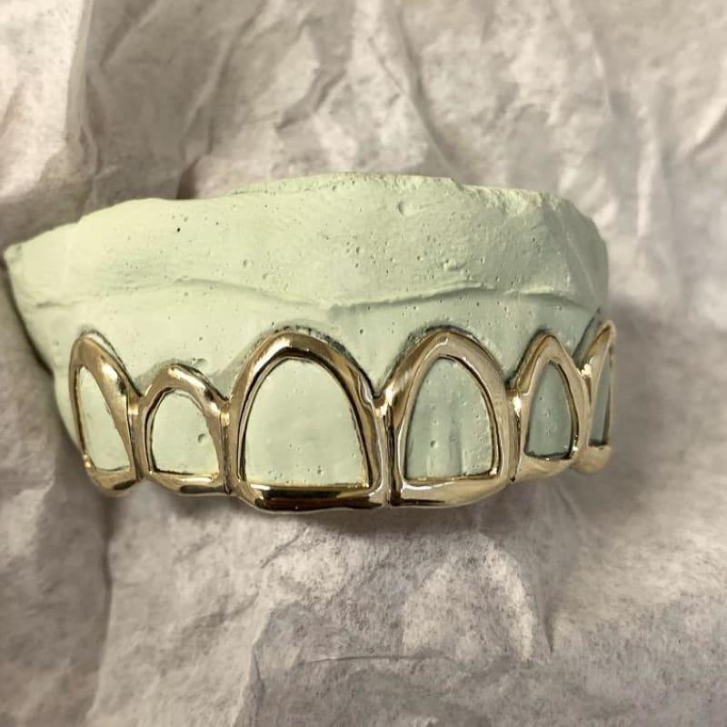 6pc Gold Open Face Grillz - Seattle Gold Grillz